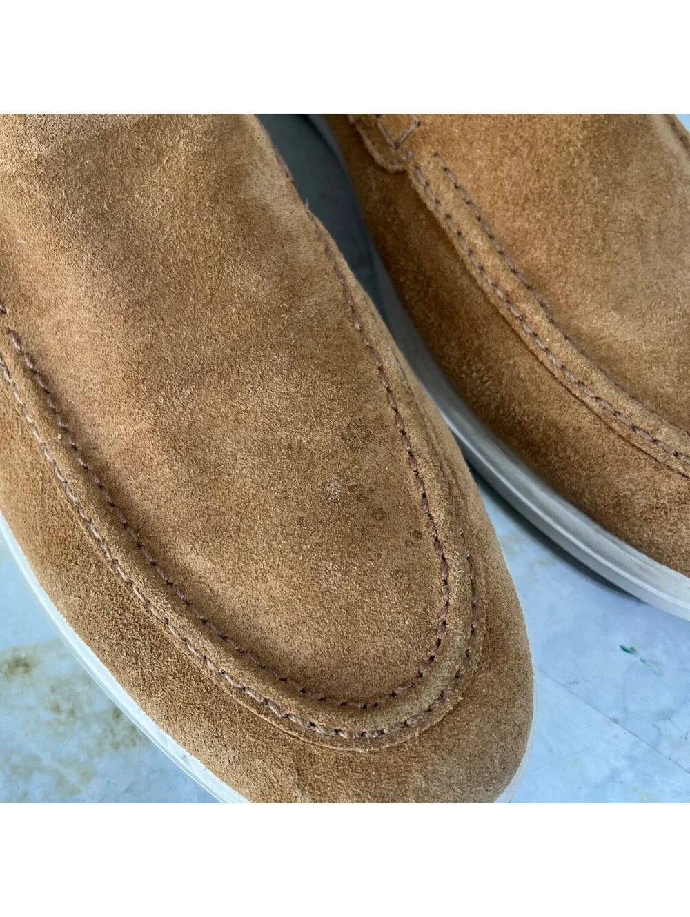 Peter Millar Mens Size 8M Shoes Brown White Suede Comfort Casual  Moc Toe Loafer